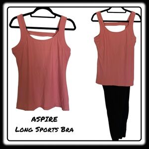 ASPIRE LONG sports bra. Large. Impossible to find! Solid dusty pink.